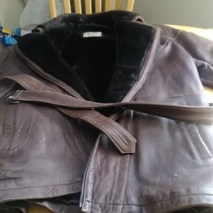 Mens 3/4 100% Brown leather xtra large excellent c